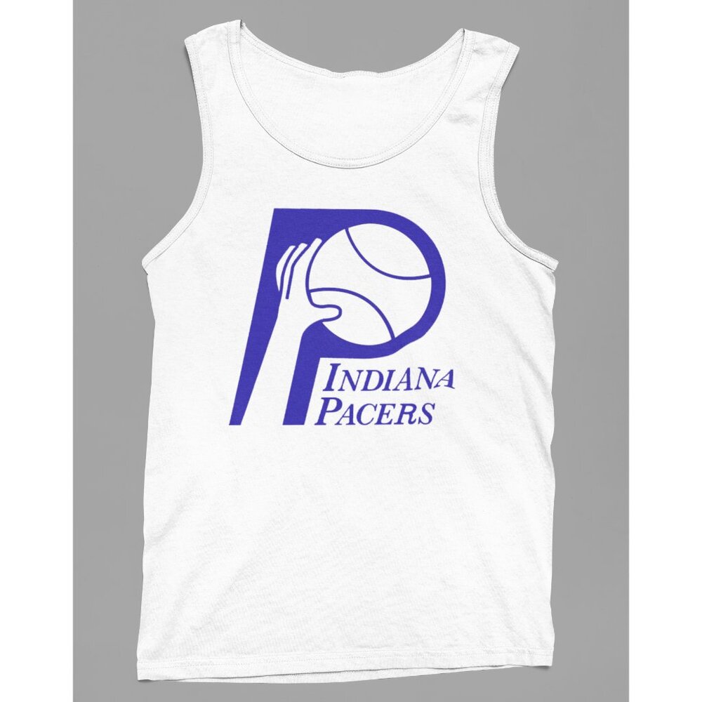 NEW Indiana Pacers 1976 Monochrome Pop Wordmark Logo Tank Top WHITE